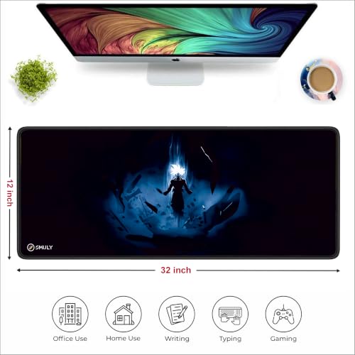 Image of Blue Energy Warrior Mouse Pad 12x32Inch 3mm Extended Gaming Desk Mat with Anti-Slip Rubber Base Mousepad for Smooth Surface Desk pad for PC & Laptop Use Waterproof & Stiched (Multicolour)Deskpad