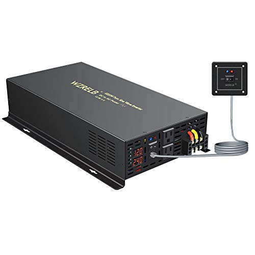 WZRELB 4000W 12VDC 120VAC Pure Sine Wave Power Inverter, 2 AC Outlets, Wired Remote Control, RV (RBP-400012WR) WZRELB 4000W 12VDC 120VAC Pure Sine Wave Power Inverter, 2 AC Outlets, Wired Remote Control, RV (RBP-400012WR)