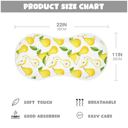 J JOYSAY Pear Leaves Fruit Yellow Baby Burp Cloths for Boys Girls Large 22''x11'' Cotton 4 Layer Baby Bibs for Baby Babies one sizex12