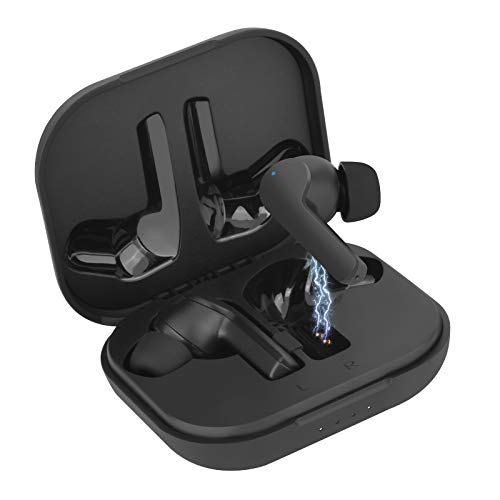 True Wireless Earbuds Headphones, Bluetooth 5.0 Headphones, Stereo Sound in-Ear Earphones with Built-in Mic, Noise Cancelling Headsets, Mini Earbuds Touch Control with Charging Case (Black)