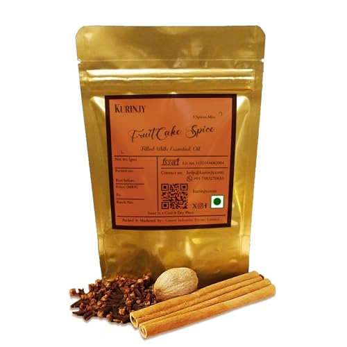 Image of Kurinjy Fruit Cake Whole Spices Mix | Cinnamon, Nutmeg & Clove | Ready to Grind | 100% Pure Kerala Spices | Hygienically Packed Resealable Pouch | For Christmas Baking, Festive Cooking & Gifting- 50g