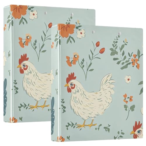 Classeur anneaux en D motif fleurs bleu avec plateau porte-bloc