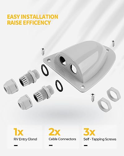 zalati Solar Kabel Entry Gland Box ABS Kabel Gehäuse Halterung wasserdicht für Wohnmobile, Boote, Yachten Dach und Dual Löcher