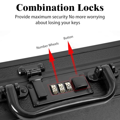 Image of Aluminum Briefcase, Key Lock Clipboard Storage Box, Lockable Storage Case with Foot pad and Corner Protectors, 13x 10x 2.8 inch