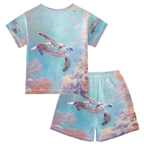 senya Short Sleeve Pajamas Sets Summer Cotton Sleepwear Marine Turtle2