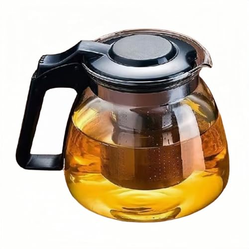 耐熱ガラスティーポットセット 900ml | ステンレス製茶こし付き・大容量・冷水筒対応 | 4個カップ付き、紅茶・麦茶・ジュースに最適【シンプル&おしゃれ】 (900ML単品ポット)