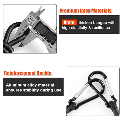 TaoTazon Spanngummi mit Karabiner Haken, 30 cm Expander mit Karabiner, 4 Stück Expander mit Haken, Starker Spanngurte mit Haken, Gummispanner mit Haken