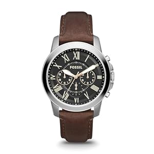 Fossil Men’s Grant Quartz Stainless Steel and Leather Chronograph Watch, Color: Silver, Brown (Model: FS4813)