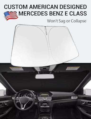 Image of Proadsy 2026 Upgrade Windshield Sun Shade Custom Fit 2010-2016 E Class Foldable Front Sunshade Protector Sun Visor Blocks UV Rays Keep Car Cooler