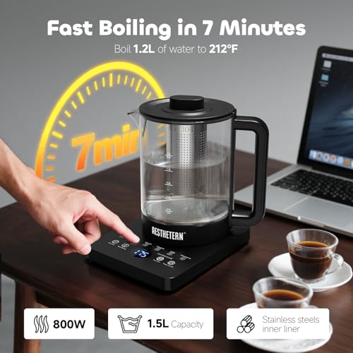 Tetera eléctrica con infusor y control de temperatura 1.5L miniatura 3