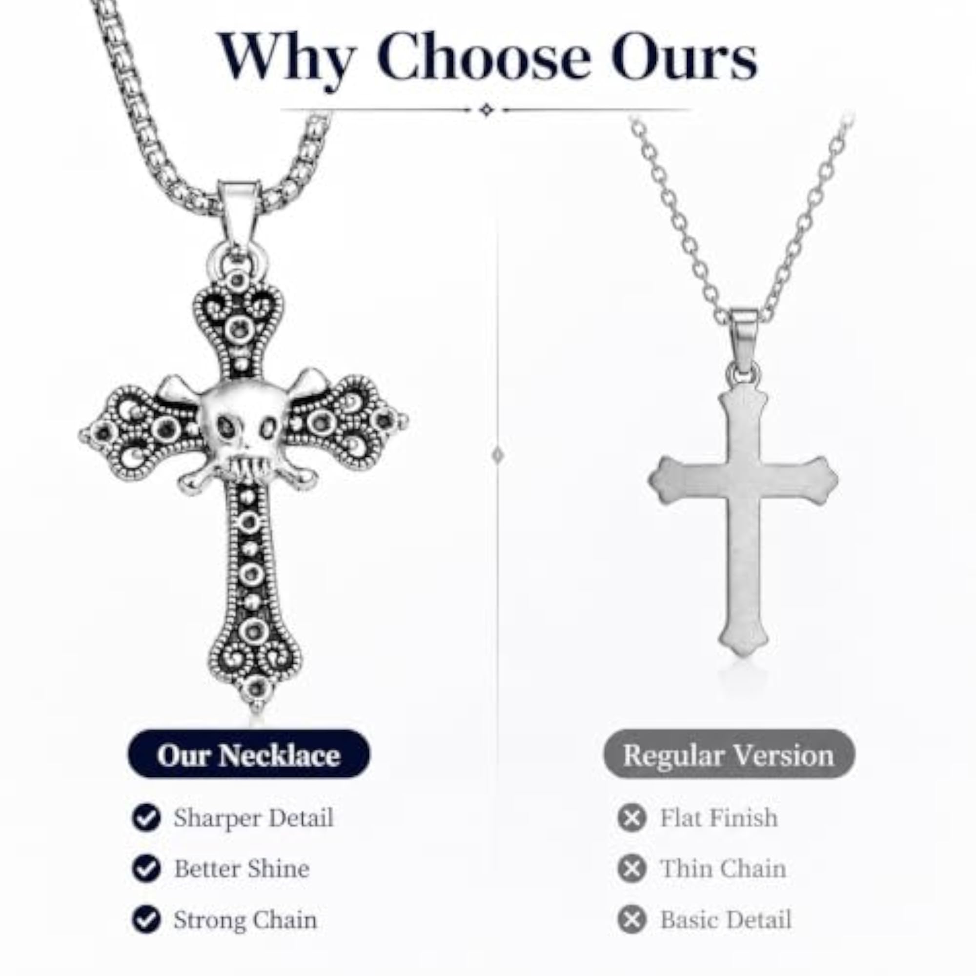 Men's Vintage Skull Cross Pendant Necklace