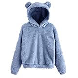 Sweatshirts für Damen, niedlicher Bärenohr, flauschiger Kapuzenpullover, Übergröße...