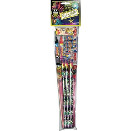SPARKLERS CLUB Assortiment de 37 Pétards Fusées Amateur® - 16 mm - Initiation Feux d?Artifice Extérieurs - Catégorie F1 - Pack Découverte Sécurisé pour...