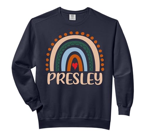 Presley Name Personalized Funny Women Rainbow Presley Comfort Colors Adult