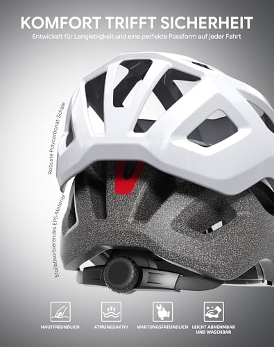 InnerKing Fahrradhelm Herren Damen Leichte Fahrradhelm mit LED Licht – Ansicht 6