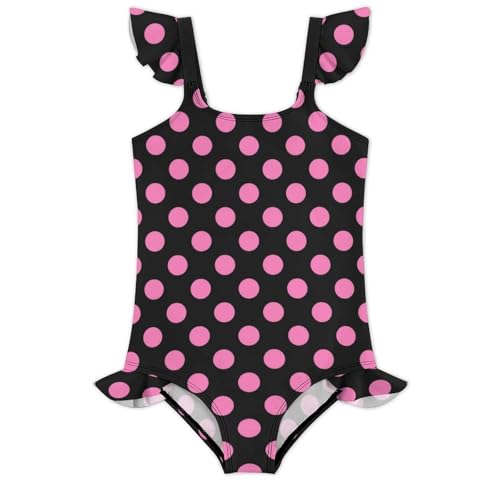 Image of Girls One Piece Swimsuit Polka Dots Ruffles Swimwear Bathing Suits 3-12 Years