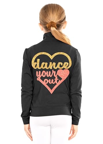 Image of STRETCH IS COMFORT Sparkle Dance Warm Up Jacket for Girls and Women | Glitter Performance Studio Competition Zip Layer