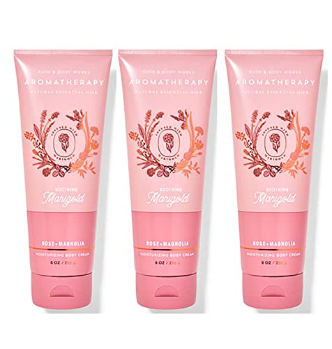 Bath & Body Wo rks Aromatherapy Rose + Marigold Body Cream with Natural Essential Oils, 8 oz each - 3 Pack (Rose + Marigold)