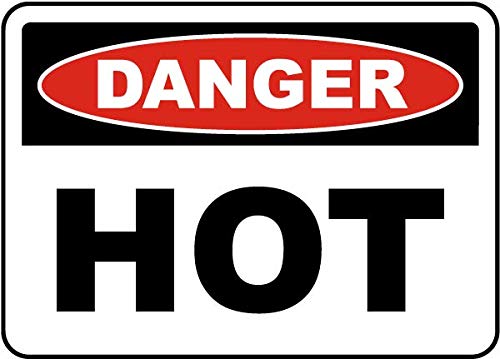 Vinyl Stickers - Bundle - Safety and Warning & Warehouse Signs Stickers - Danger Hot Sign X5-10 Pack (10" x 7")