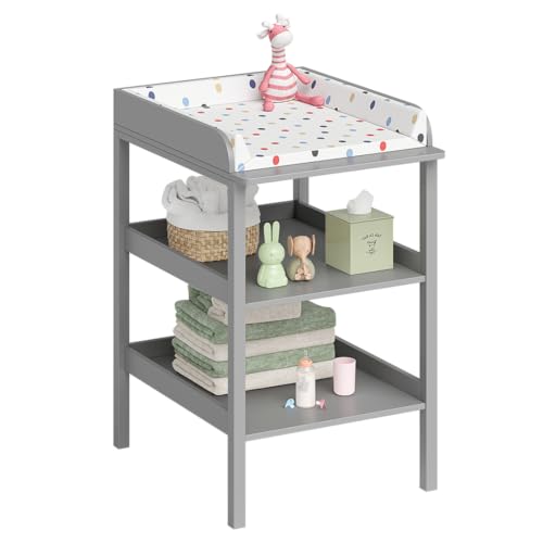 Bellabino Bani Wickelkommode aus Holz in Grau – Wickeltisch schmal mit 2 offenen Ablageflächen – Wickelregal rückenschonend mit 86 cm Höhe – große Wickelfläche von 70 x 53 cm Bellabino Bani Wickelkommode aus Holz in Grau – Wickeltisch schmal mit 2 offenen Ablageflächen – Wickelregal rückenschonend mit 86 cm Höhe – große Wickelfläche von 70 x 53 cm