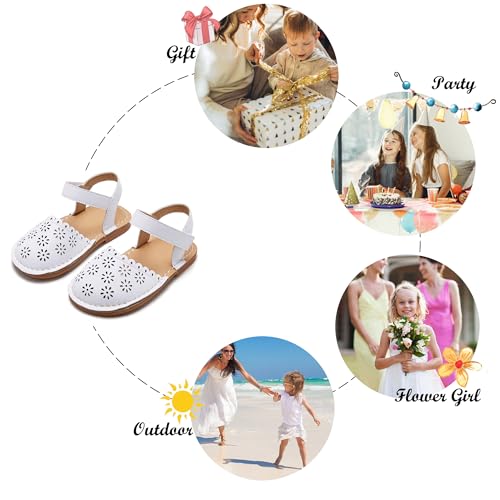 Image of Felix & Flora Toddler Girls Sandals Soft Rubber Princess Flat Shoes Flower Girl Shoes