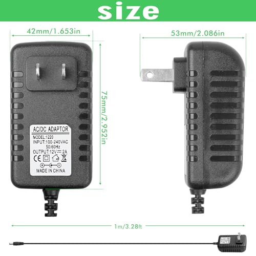 Image of MAD OWL 12V 2A DC Power Supply Adapter Charger for Guitar Pedal Piano Keyboard, 110V AC 5.5 x 2.1mm Center Negative