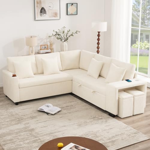 Sofa rozkładana w kształcie litery L z funkcją spania, USB i miejscem do