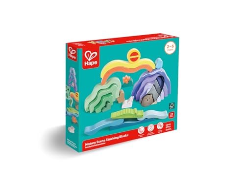Hape Blocchi Impilabili Paesaggio Natura - Set Di Costruzioni In Legno Con Animali E Scenari - 6