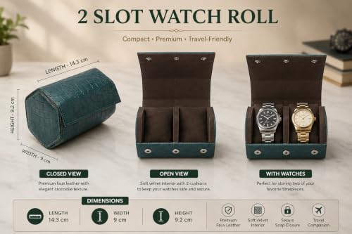 Image of essart 2 slot watch roll case