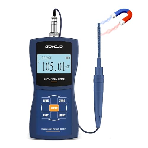 Gauss Meter with High Precision Probe, Digital Magnetic Field Tester (2400mT/24000Gs), N/S Polarity Identification for Magnet, Motor & Speaker Testing, ±5% Accuracy