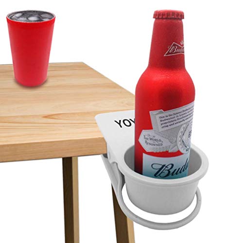 YOY 2 Pack Drink Cup Holder Clip - Table Desk Side Water Glass Beer Bottle Beverage Soda Coffee Mug Holder Cup Saucer Clip Design for Home Office, White - Thumbnail 6
