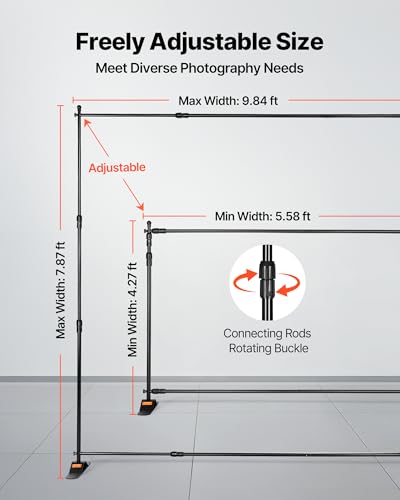 VEVOR Bannerhalter, 3 x 2,4 m, hochwertige Posterhalterung, teleskopisch, verstellbar, tragbar, für Wohnzimmer, Messe, Werbung