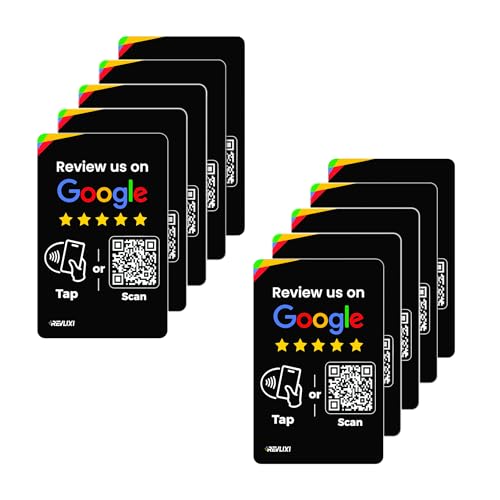 Google Review Tap Card (10-Pack) - Boost Reviews w/Reusable Google Review Card & QR Code - No App or Subscription - Compatible with iPhone & Android -Boost Google Reviews with our Google Card