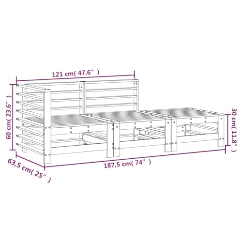 Salon de jardin modulable pour petits espaces en bois robuste 3pcs
