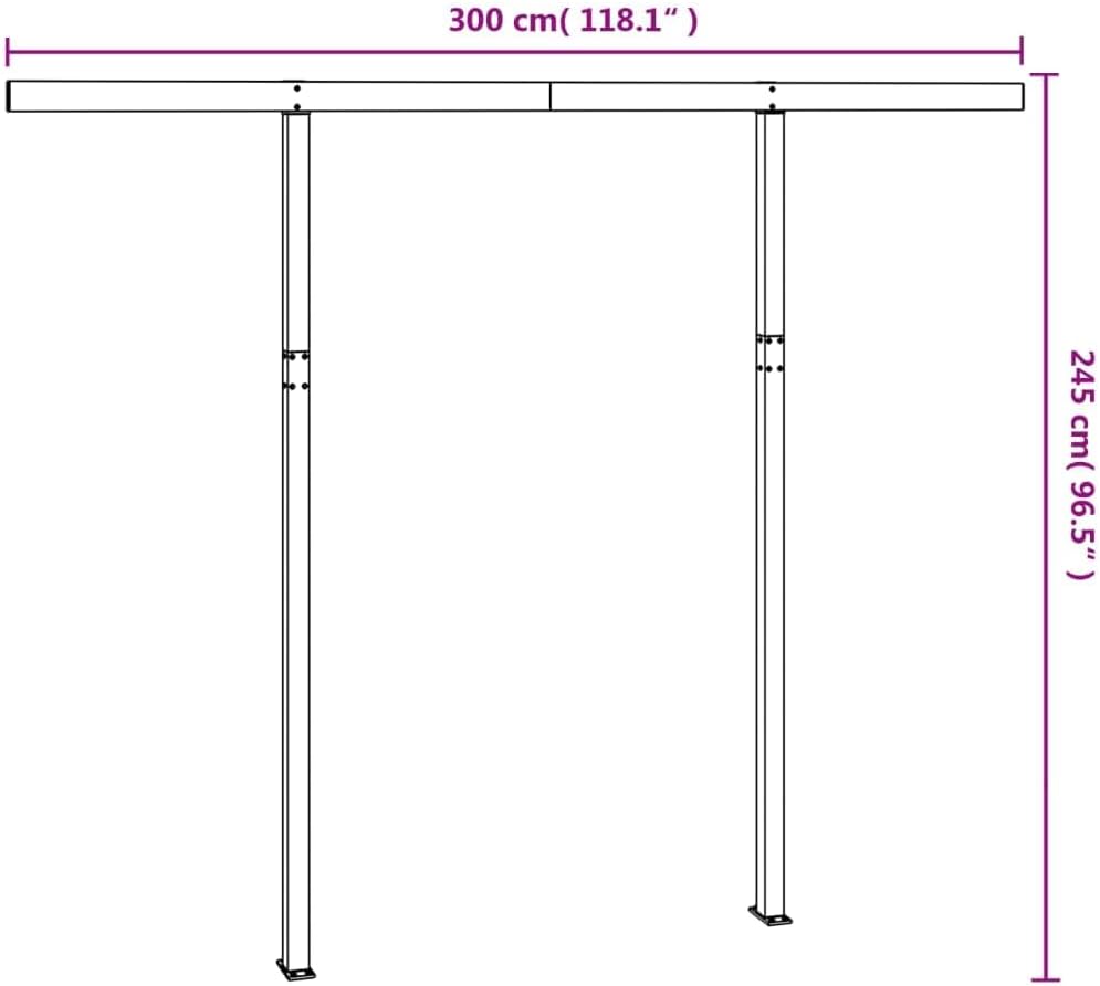 Diagram showing dimensions of the awning post set