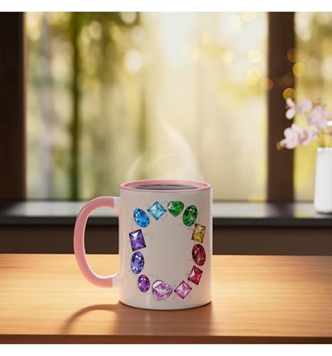 Taza de cerámica colorida con diseño de piedras preciosas miniatura 3