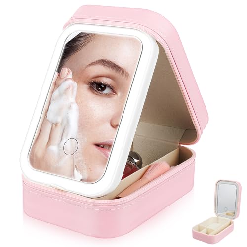Boîte à maquillage miroir éclairant et petite trousse de voyage pour vos bijoux