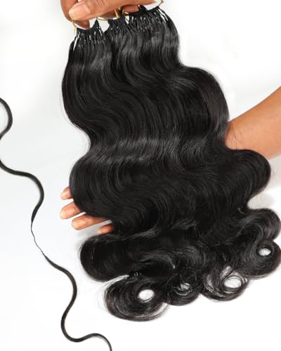 BEEOS Body Wave Crochet Human Hair 160g Pre-Separated Miracle Knots Feather Crochet Hair for Black Women Reusable Invisible String 18 Inch Natural Black