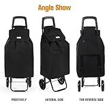 Rainberg 50Ltr Lightweight 2 Wheels Shopping Trolley, Hard Wearing & Foldaway Trendy Folding, Collapsible Push/Pull Carts for Easy Storage (Black) - Image 8