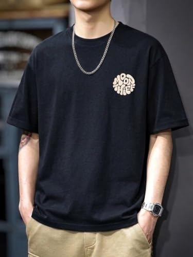 Image of SMOWKLY Men's T Shirt | Round Neck Half Sleeve Casual T Shirt for Men | Regular Fit Solid Graphic Tee | Breathable Summer Tees | Stylish Comfortable Streetwear Fashion for Men