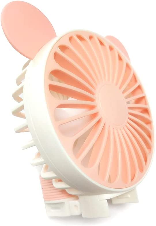 Image of Happy Hues Mini Portable USB Hand Fan| In-Built Battery-Rechargeable | Desk Fan- Foldable (Color- Blue, Design- Bear Ears)