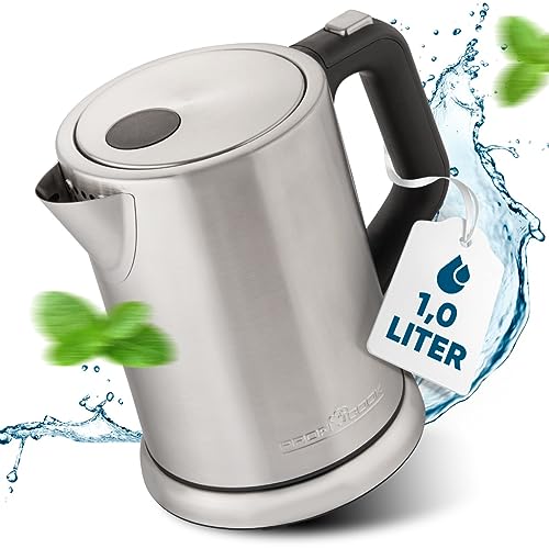 Bouilloire electriques - Bouilloire électrique - Bouilloire en acier inoxydable - 2200 Watts - Capacité 1 litre - Base rotative 360 ° - couleur Argent - Profi Cook PC WKS 1106