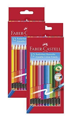 Faber-Castell 116612 - Lápices de colores con punta de goma (estuche de 12 unidades, 1 unidad), Papelería, Doppelpack, multicolor, 12