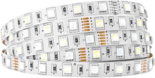 BTF-LIGHTING 5050 RGBW RGB+koel wit (6000K-6500K) 150 RGB + 150 led 5 m 60 leds/m veelkleurige LED-bandverlichting IP30 niet waterdicht wit PCB DC 12V voor slaapkamer keuken woondecoratie