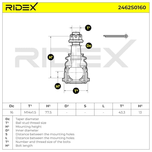 RIDEX Testina braccio oscillante TOYOTA 2462S0160 4331034030,4331035061,4331035071 4331035081,4331039016,4331039085 - 8