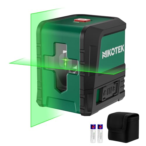 Nikotek Laser Level, Self-leveling Green Line Laser With Horizontal and Vertical Lines for Construction and Picture Hanging, Battery Included