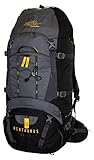 Tashev Outdoors Kentaurus Trekkingrucksack Wanderrucksack Damen Herren Backpacker Rucksack groß 60l Plus 10l (Hergestellt in EU) (Grau & Gelb)