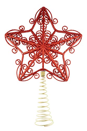 Clever Creations Red Star Christmas Tree Topper - Festive Christmas Decor - Sparkling