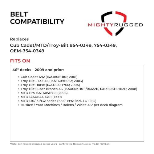 Image of MightyRugged 954-0349, 754-0349 46 in Deck Belt for Cub Cadet Troy-Bilt MTD