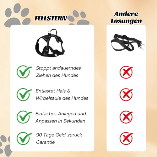 Fellstern Anti-Zieh-Geschirr, 2026 Neu Anti Zieh Geschirr für Hunde, Fellstern Hundegeschirr, Verstellbares Geschirr Hund, Weich Gepolsterter Brustgeschirr, Für Hunde jeder Größe (Schwarz, L)
